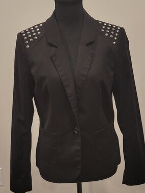 Divided Black Studded Shoulder Blazer